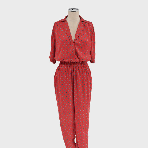 Urban Outfitters Pants - URBAN OUTFITTERS Womens Red Floral‎ Jumpsuit Size XS Romper Belt Boho Chic Retro